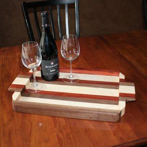 Handmade Stripped Wooden Serving Tray